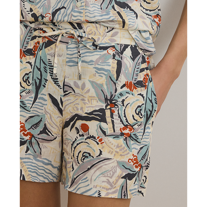 LRL Print Linen Drawcord Short/Bermude 200963797001