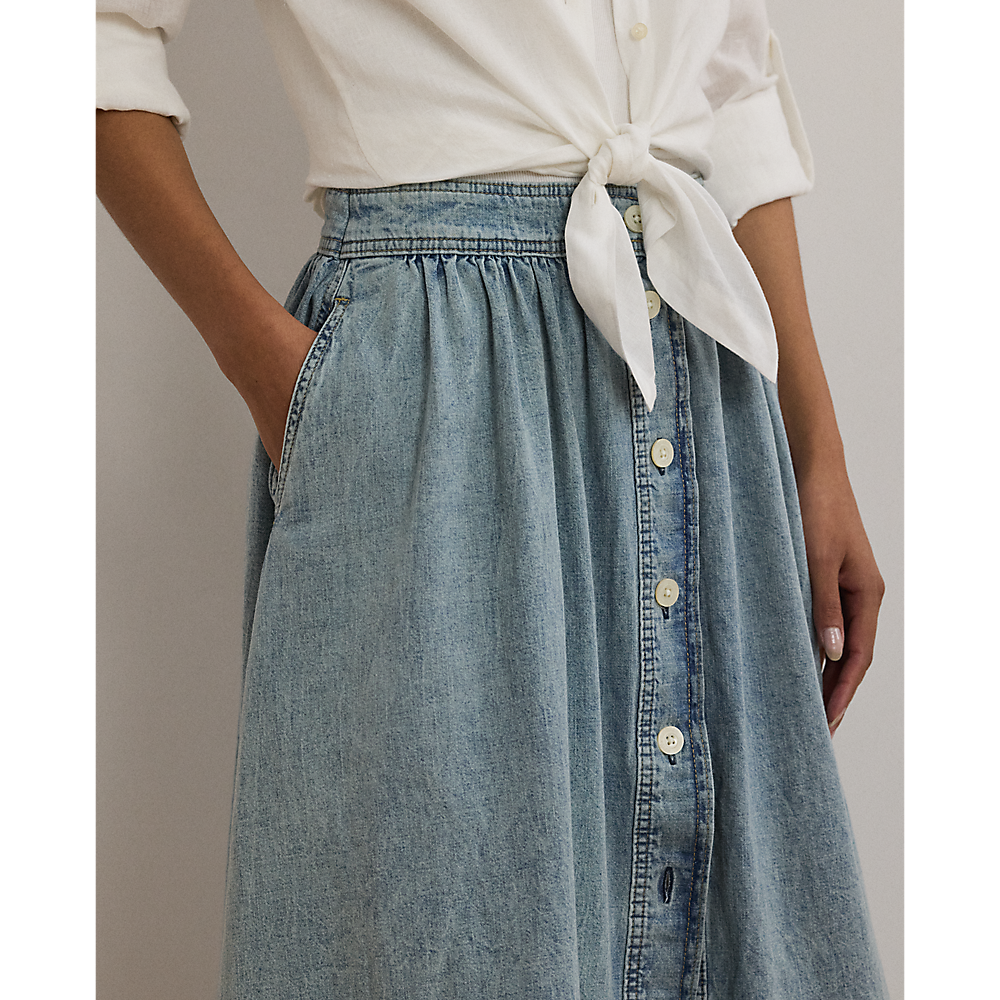 LRL Button-Front Denim Skirt/Suknja 200963898001