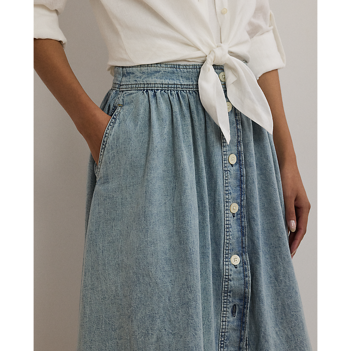 LRL Button-Front Denim Skirt/Suknja 200963898001