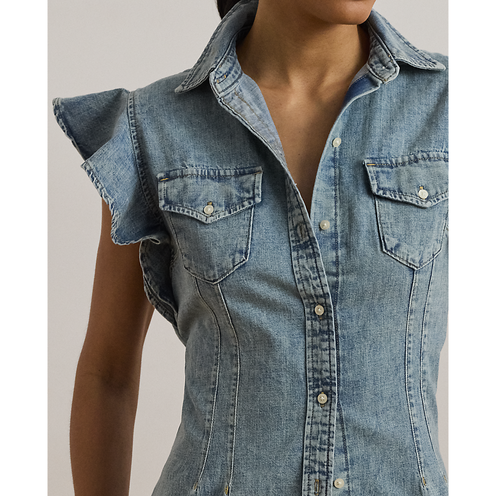 LRL Denim Flutter-Sleeve Shirt/Košulja 200963923001