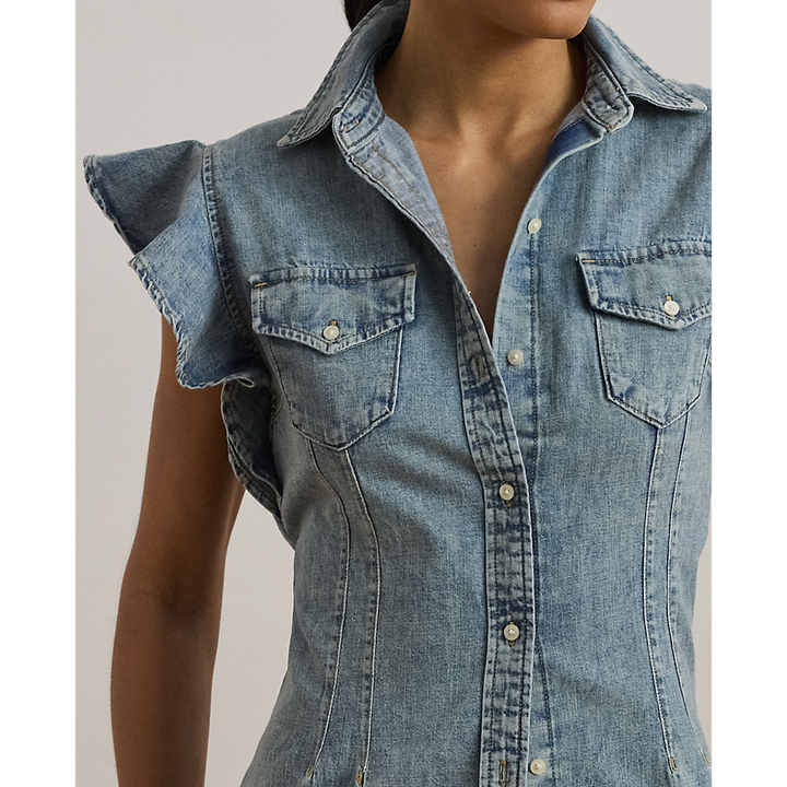 LRL Denim Flutter-Sleeve Shirt/Košulja 200963923001