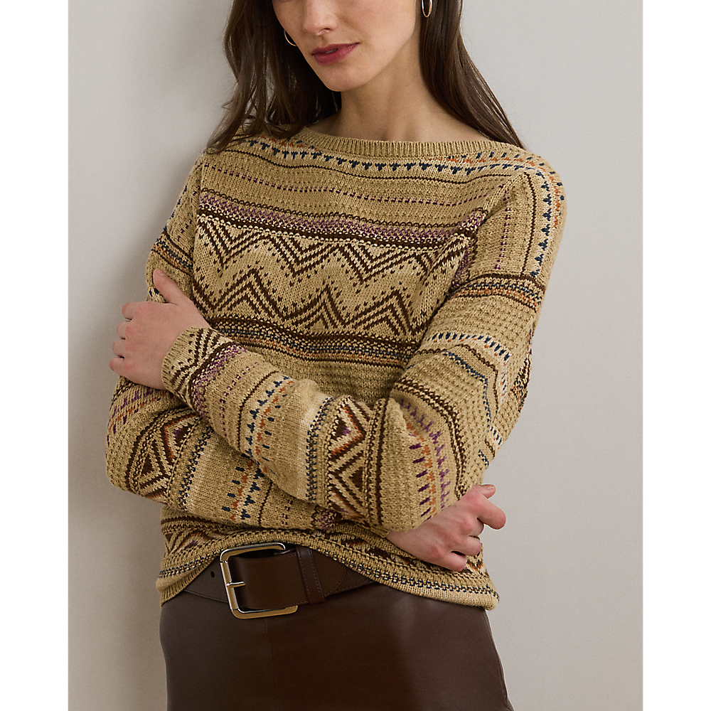 LRL Geo-Striped Cotton-Linen Jumper/Pulover 200971322001