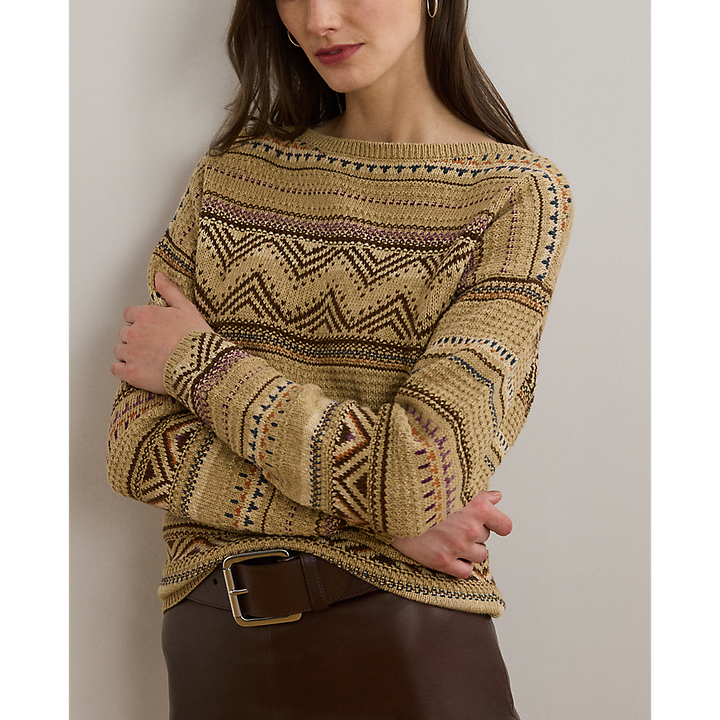 LRL Geo-Striped Cotton-Linen Jumper/Pulover 200971322001