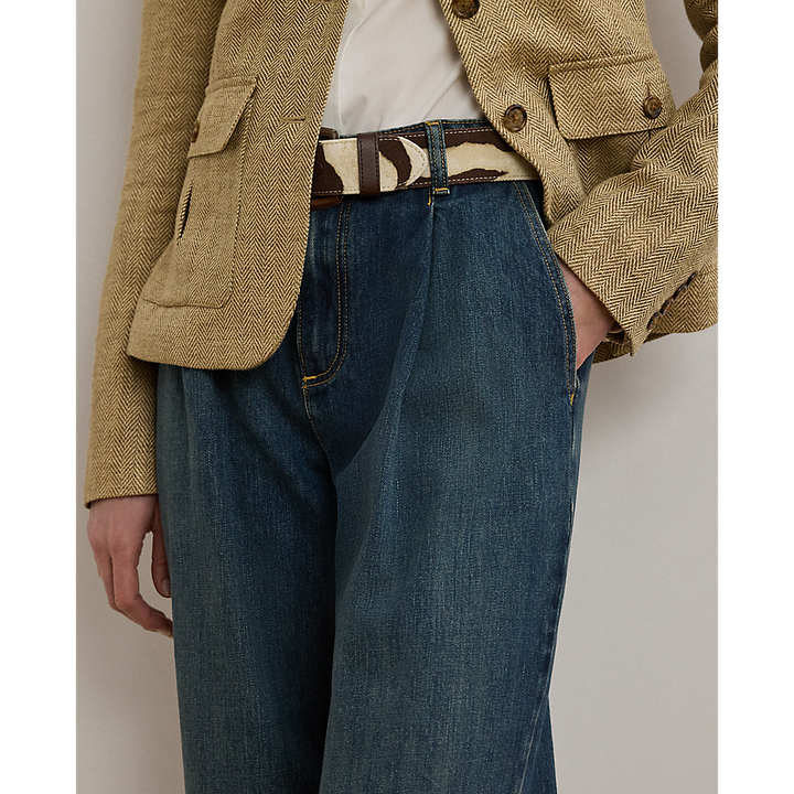 LRL High-Rise Pleated Wide-Leg Jean/Traperice 200971369001
