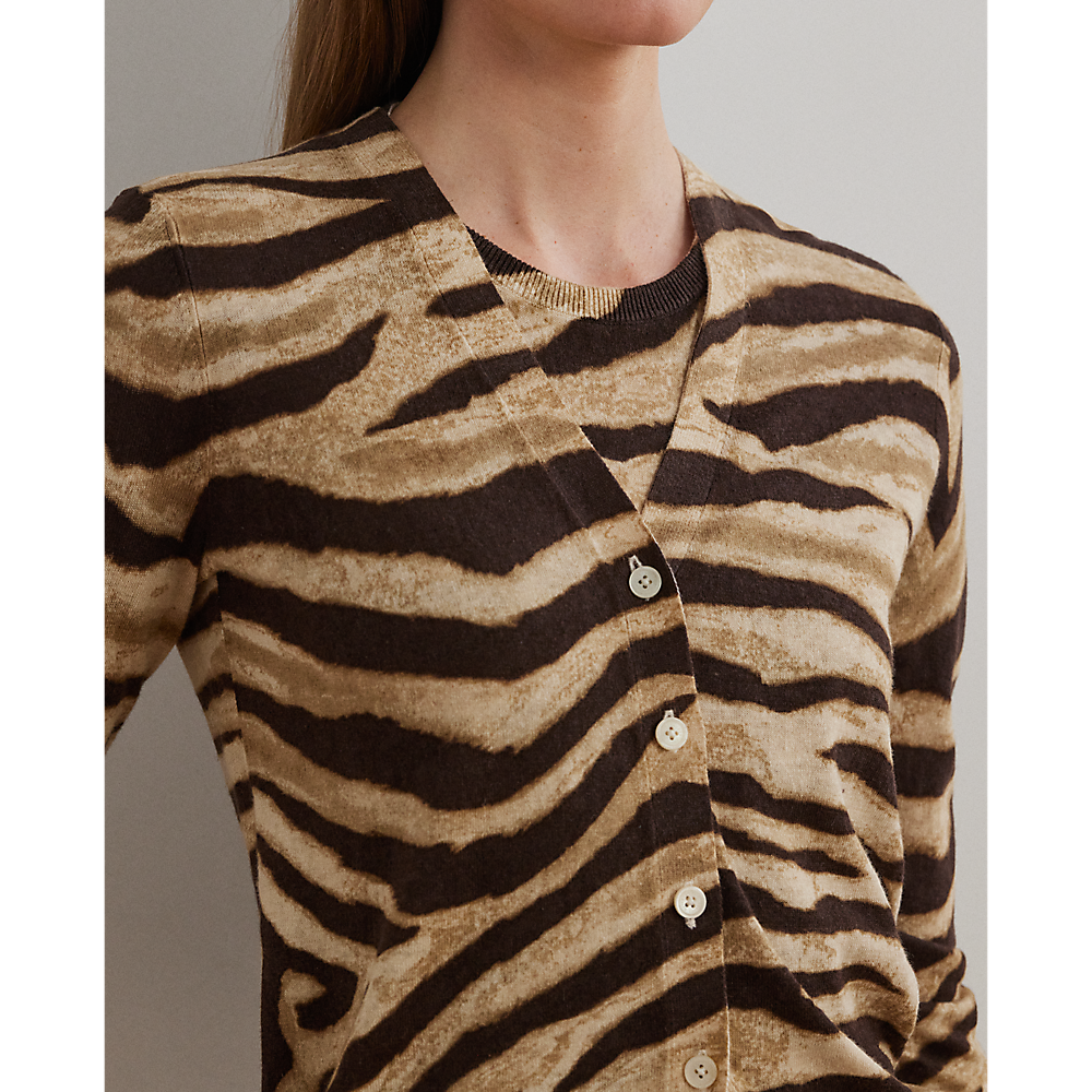 LRL Zebra-Print Linen-Cotton Cardigan/Pulover 200971371001