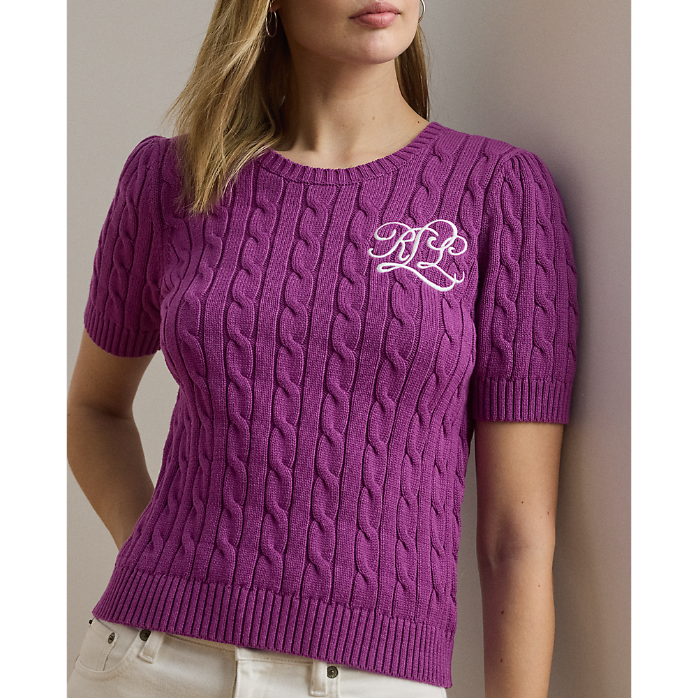 LRL Cable-Knit Cotton Short-Sleeve Jumper/Pulover 200976989002
