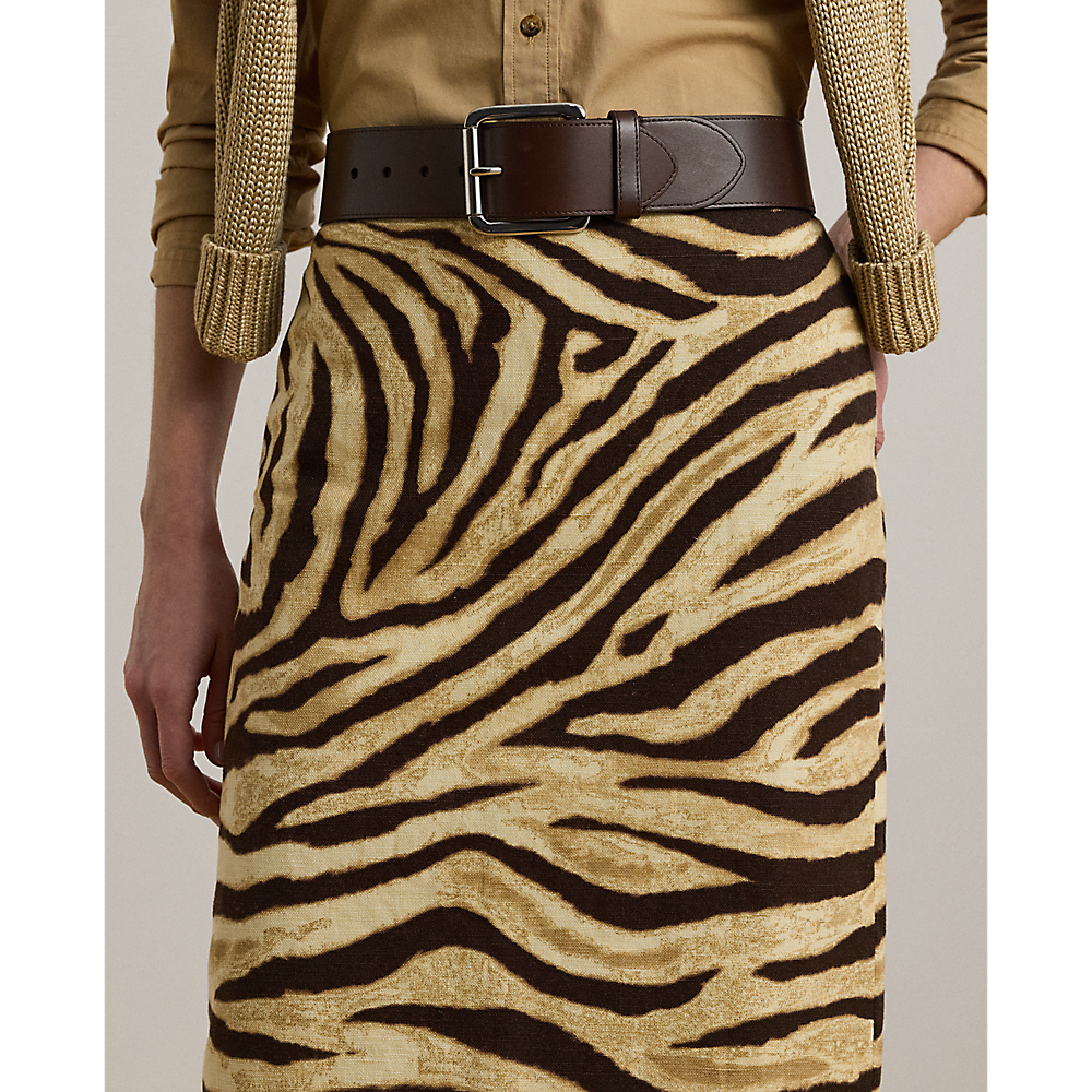 LRL Zebra-Print Linen-Cotton Pencil Skirt/Suknja 200978712001