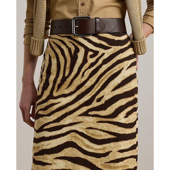 LRL Zebra-Print Linen-Cotton Pencil Skirt/Suknja 200978712001