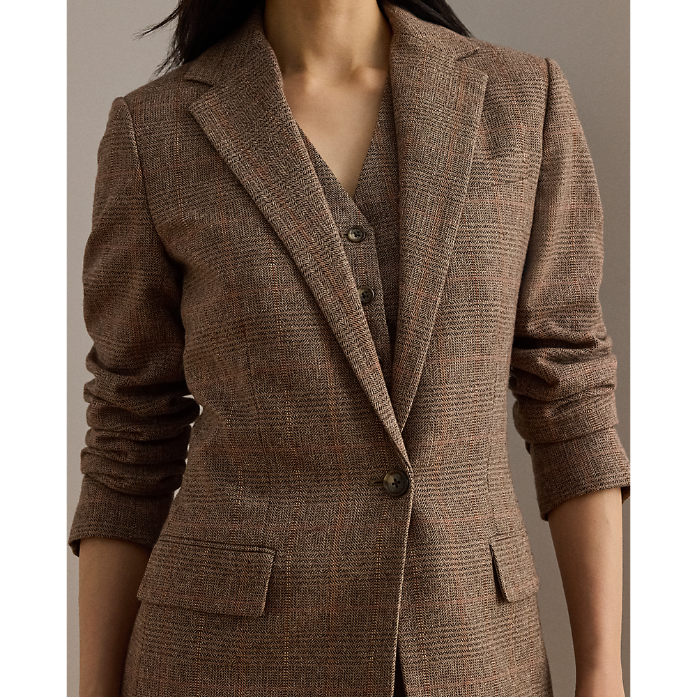 LRL Glen Plaid Cotton-Blend Blazer/Sako 200979819001