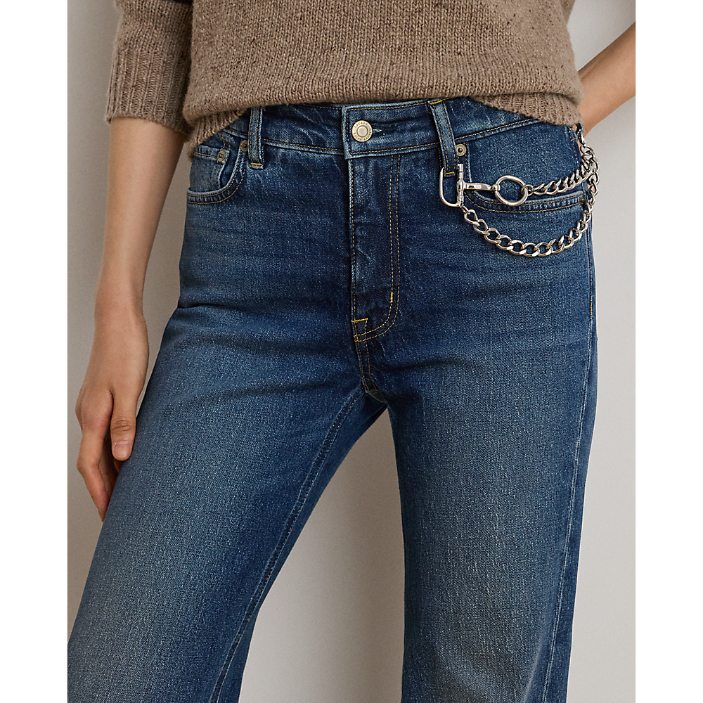 LRL Chain-Trim High-Rise Flare Jean/Traperice 200979970001