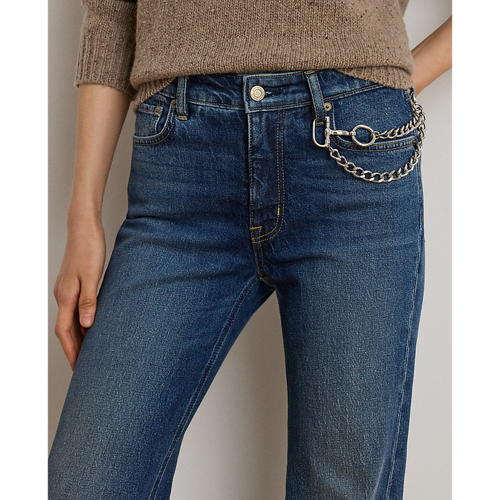 LRL Chain-Trim High-Rise Flare Jean/Traperice 200979970001