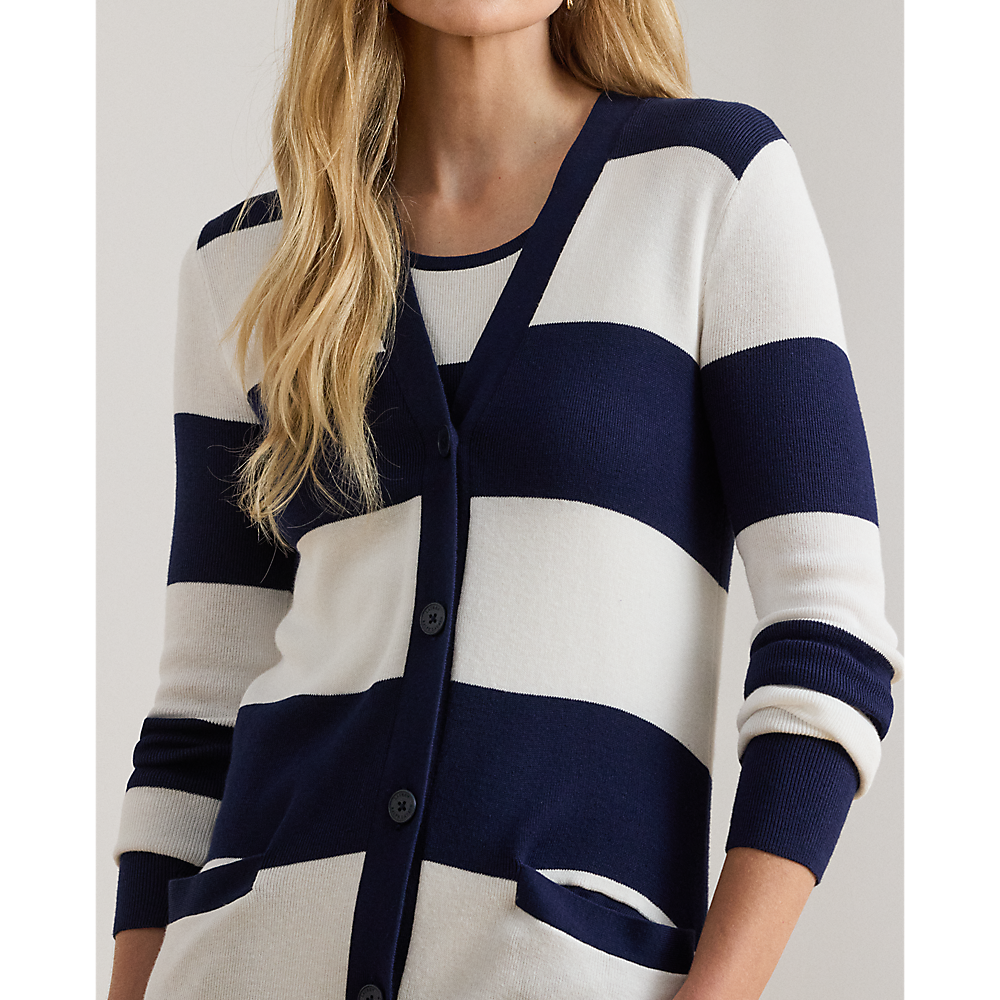 LRL Striped Cotton-Blend Cardigan/Pulover 200P03490001