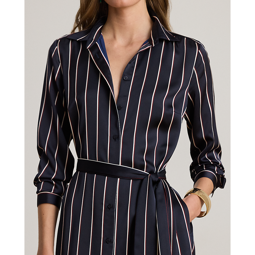 LRL Striped Satin Charmeuse Shirtdress/Haljina 200P03569001