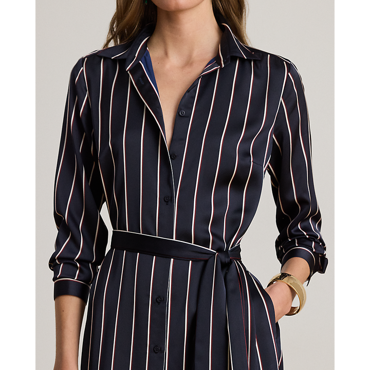LRL Striped Satin Charmeuse Shirtdress/Haljina 200P03569001