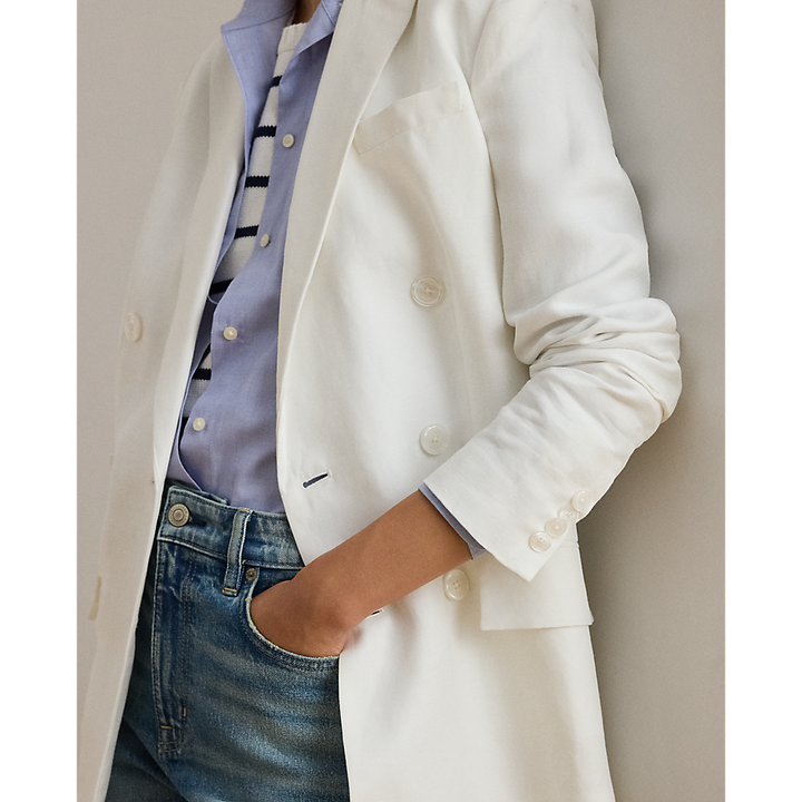 LRL Double-Breasted Linen-Blend Twill Blazer/Sako 200P03657001
