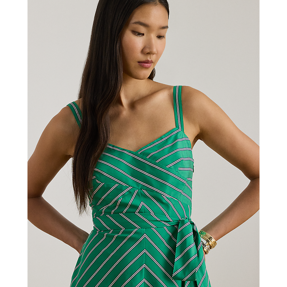 LRL Striped Belted Cotton Sleeveless Dress/Haljina 200P03708001