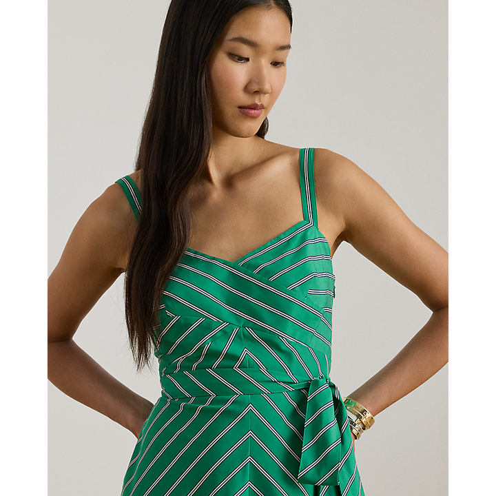 LRL Striped Belted Cotton Sleeveless Dress/Haljina 200P03708001