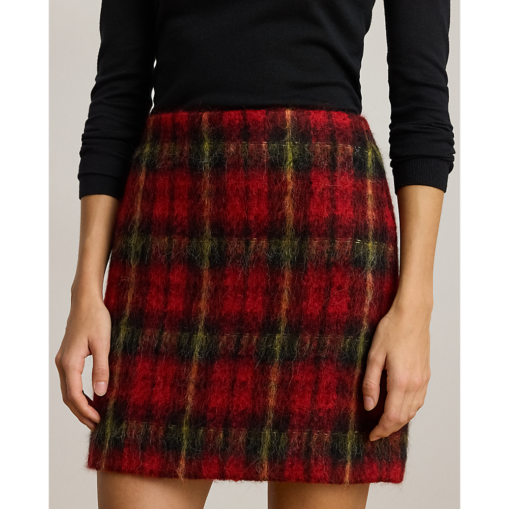 LRL Plaid Mohair Pencil Miniskirt/ Suknja 200P06912001
