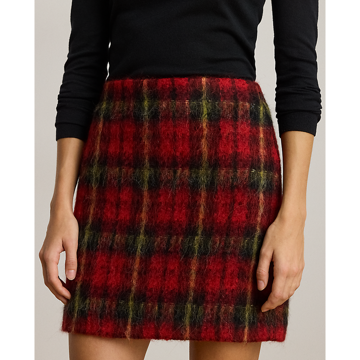 LRL Plaid Mohair Pencil Miniskirt/ Suknja 200P06912001