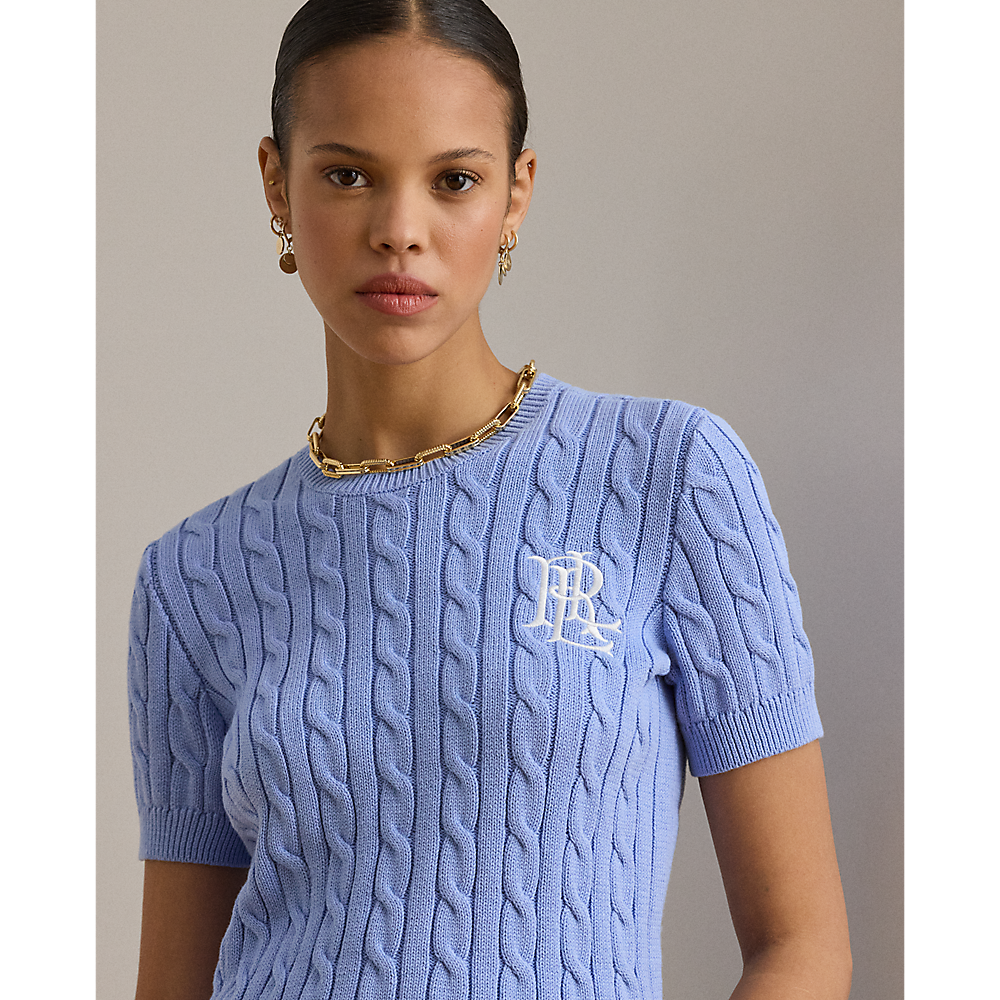 LRL Cable-Knit Cotton Short-Sleeve Jumper/Pulover 200P07025003