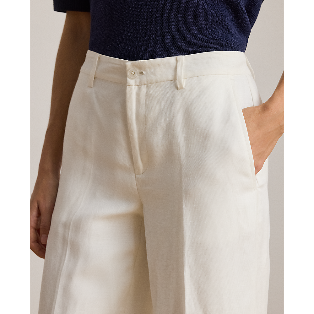 LRL Linen-Blend Twill Wide-Leg Cropped Trous/Hlače 200P08107001