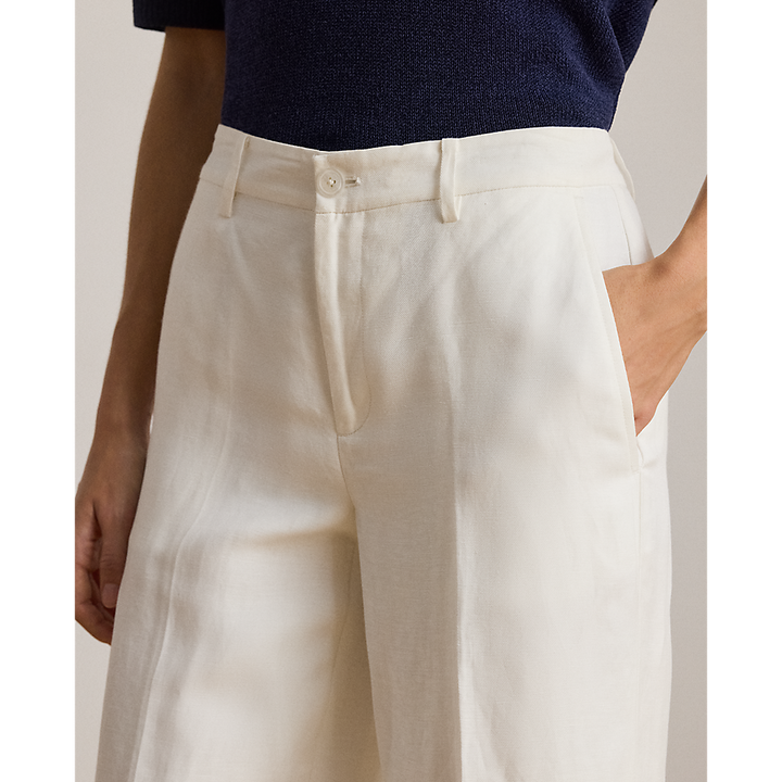 LRL Linen-Blend Twill Wide-Leg Cropped Trous/Hlače 200P08107001