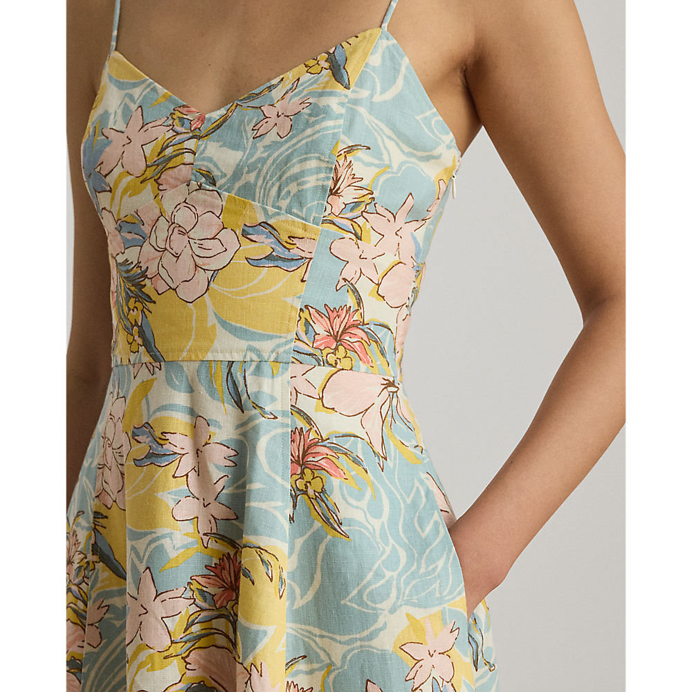 LRL Floral Linen Sleeveless Midi Dress /Haljina 200P08951001