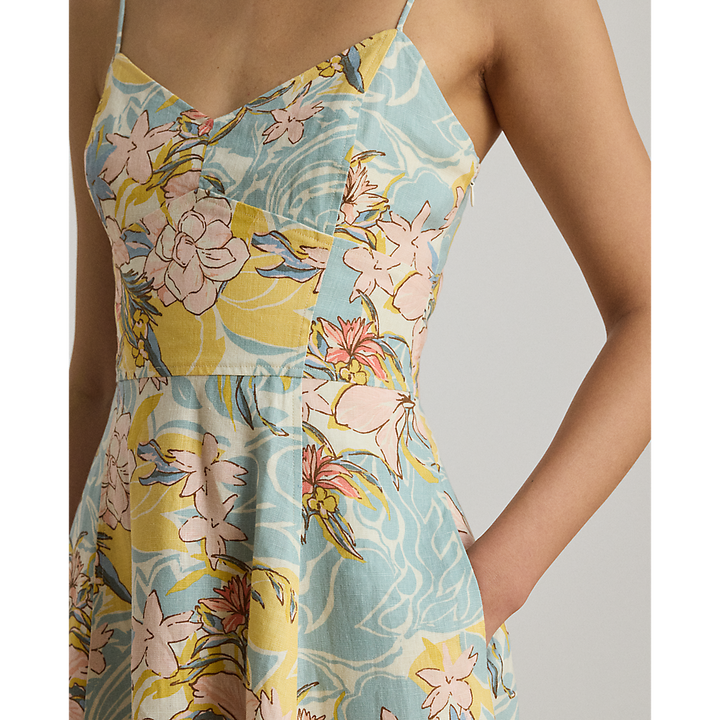 LRL Floral Linen Sleeveless Midi Dress /Haljina 200P08951001