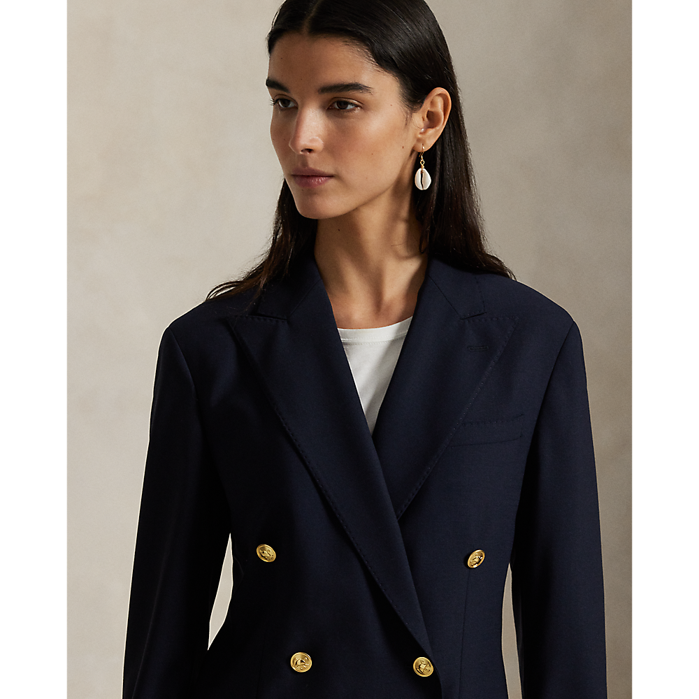 PRL Double-Breasted Stretch Wool Blazer/Sako 211952717004