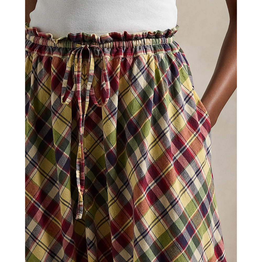 PRL Plaid Cotton Drawstring Maxiskirt/Suknja 211959896001