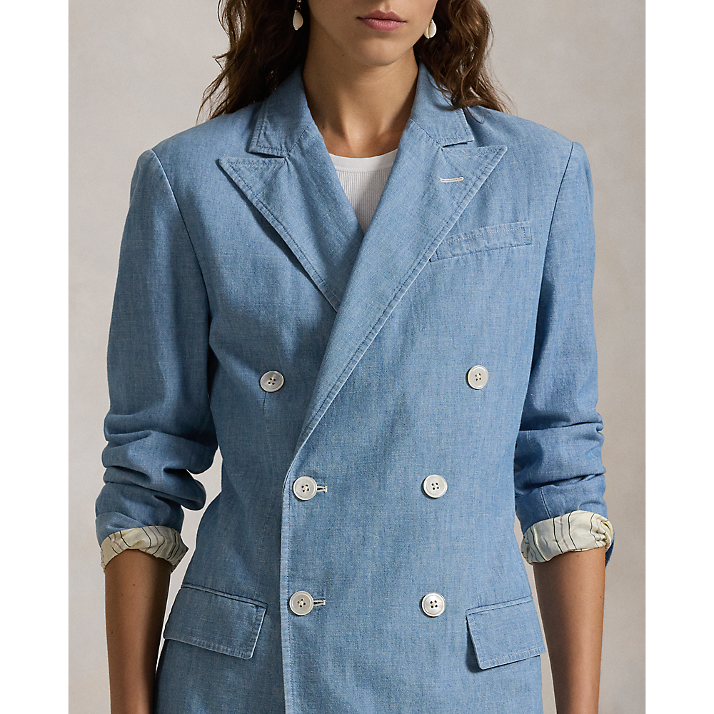 PRL Double-Breasted Chambray Blazer/Sako 211959934001