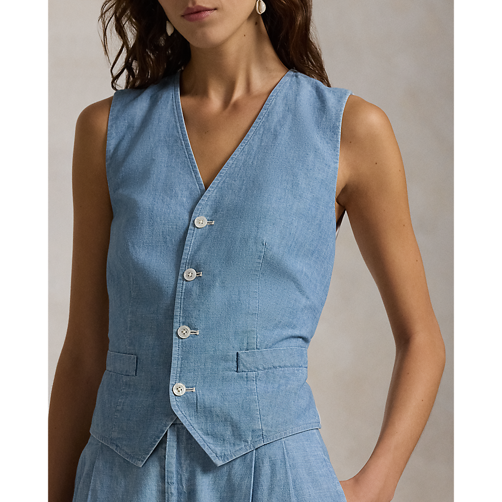 PRL Cotton Chambray Waistcoat/Prsluk 211959935001