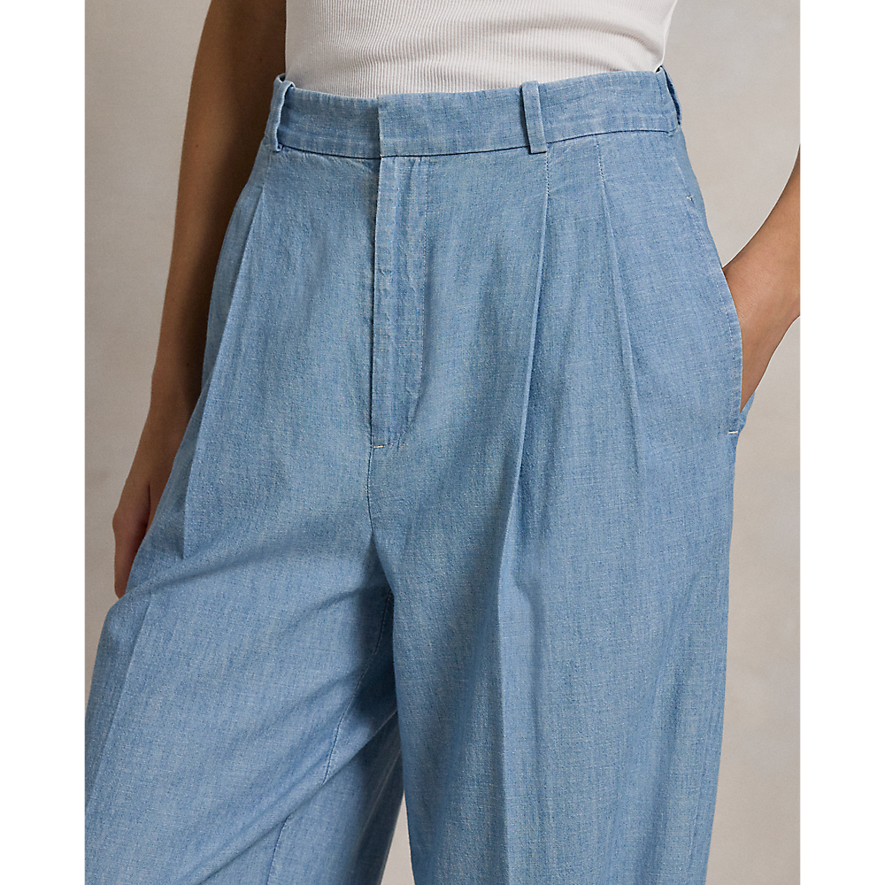 PRL Cotton Chambray Wide-Leg Trouser/Hlače 211959938001