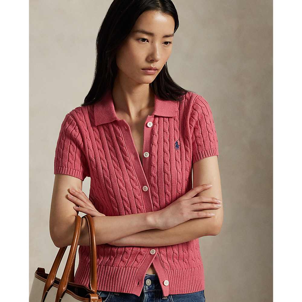 PRL Cable Cotton Short-Sleeve Polo Cardigan/Pulover 211963486004