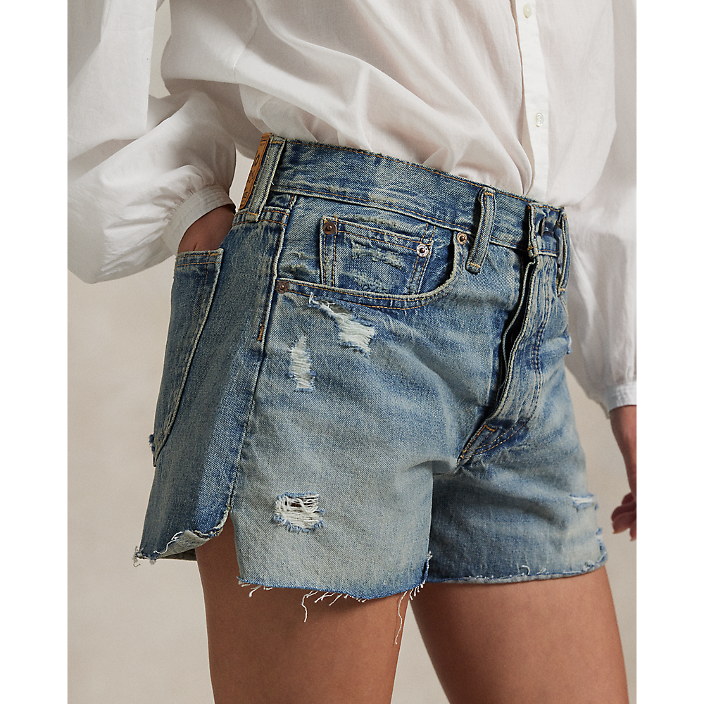 PRL Distressed-Hem Denim Short/Bermude 211963529001