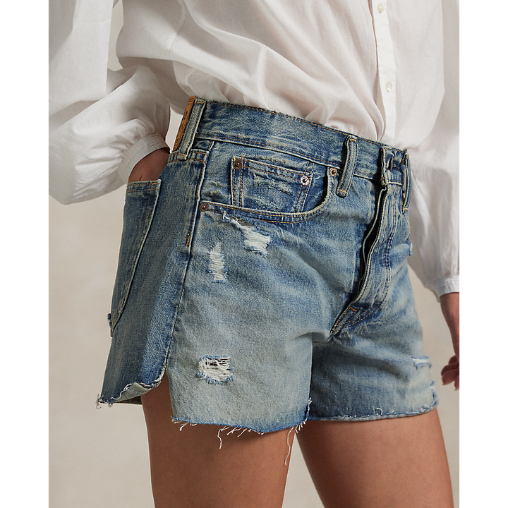 PRL Distressed-Hem Denim Short/Bermude 211963529001