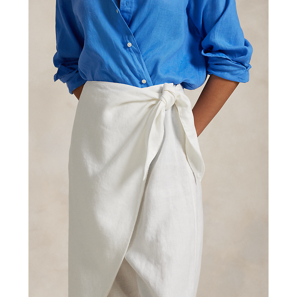 PRL Linen Wide-Leg Tapered Wrap Trouser/Hlače 211965023001