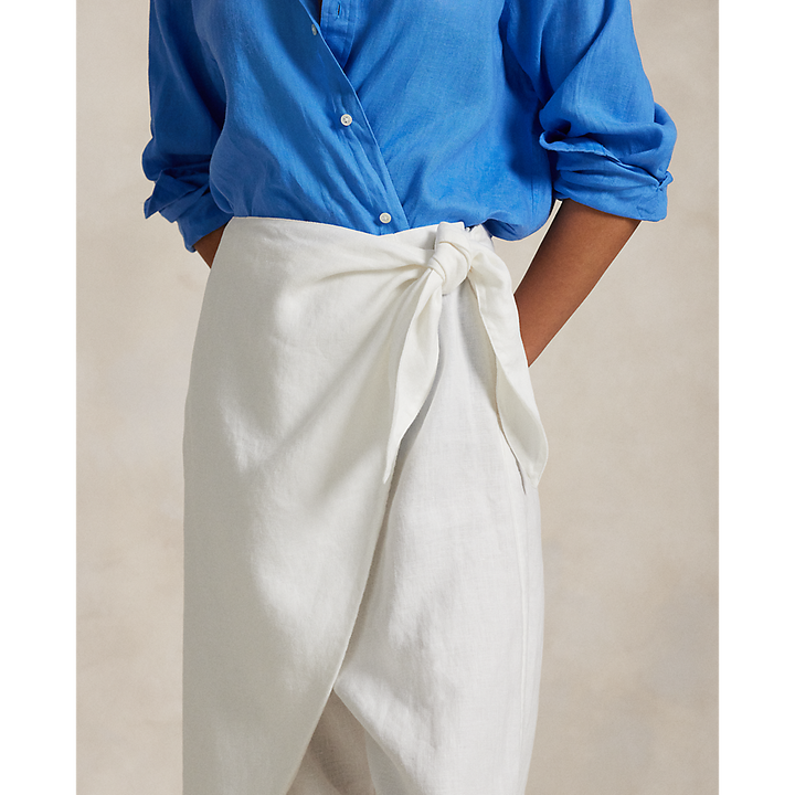 PRL Linen Wide-Leg Tapered Wrap Trouser/Hlače 211965023001