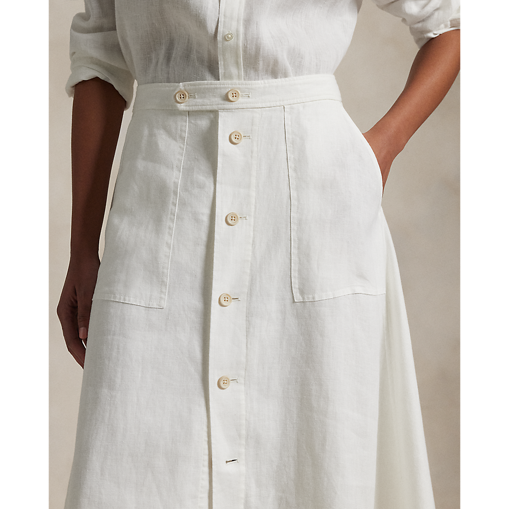 PRL Buttoned Linen A-Line Skirt/Suknja 211965030001