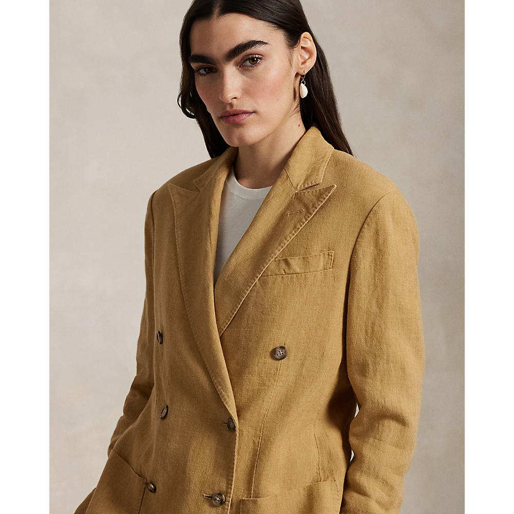 PRL Double-Breasted Linen Blazer/Sako 211965039001