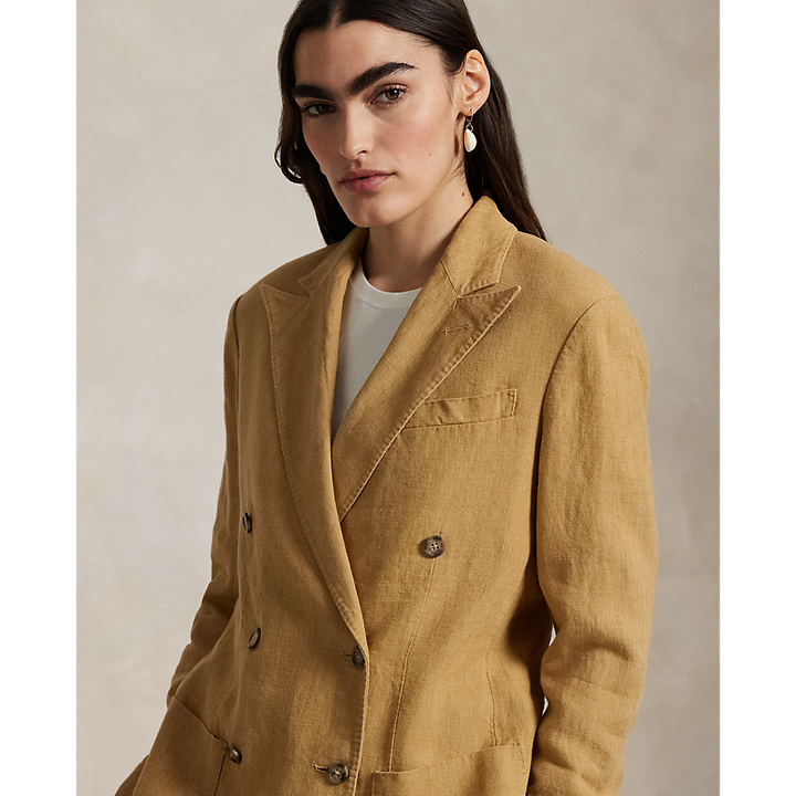 PRL Double-Breasted Linen Blazer/Sako 211965039001