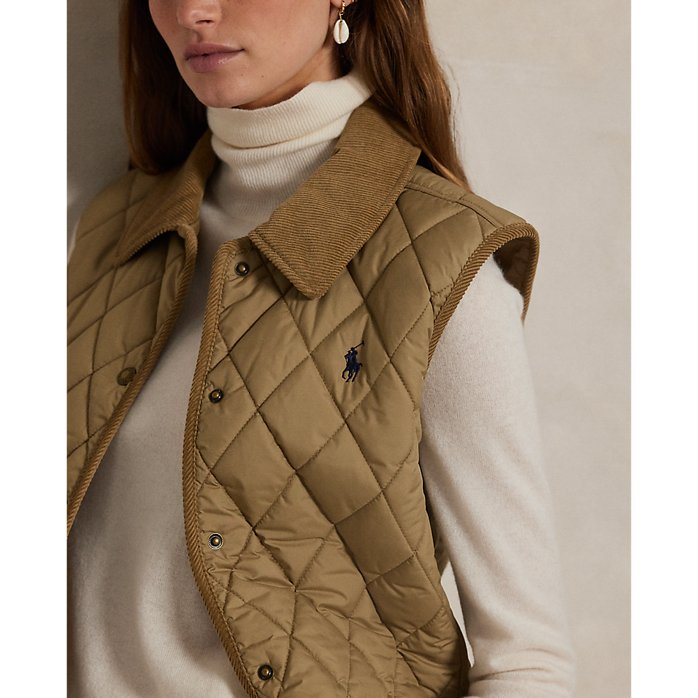 PRL Corduroy-Trim Quilted Vest/Prsluk 211965337004