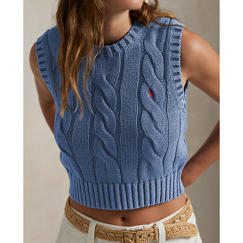 PRL Cable-Knit Cotton Cropped Jumper Waistco/Pulover 211965758001