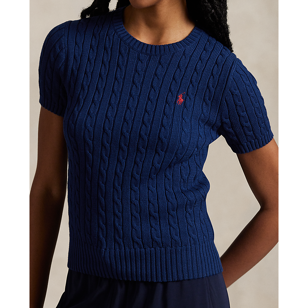 PRL Cable-Knit Cotton Short-Sleeve Jumper/Pulover 211965761001