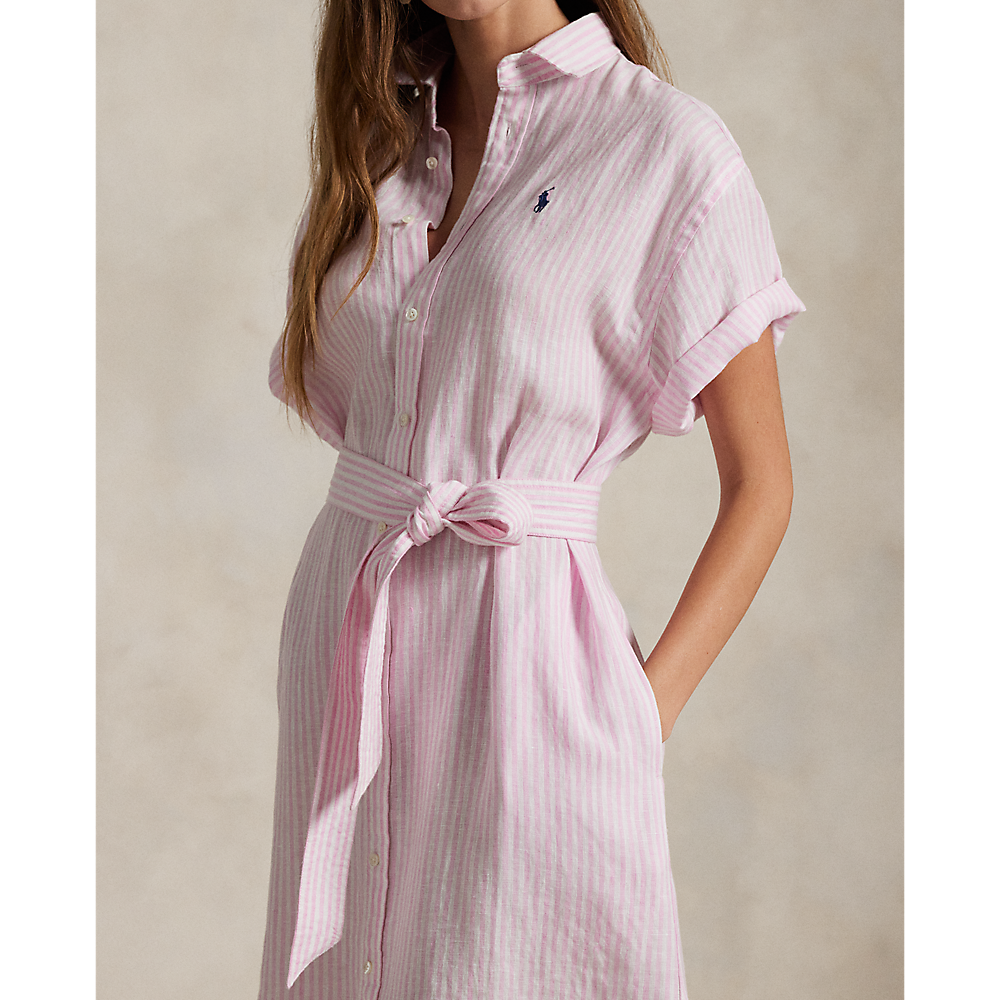 PRL Striped Linen Short-Sleeve Shirtdress/Haljina 211965843001
