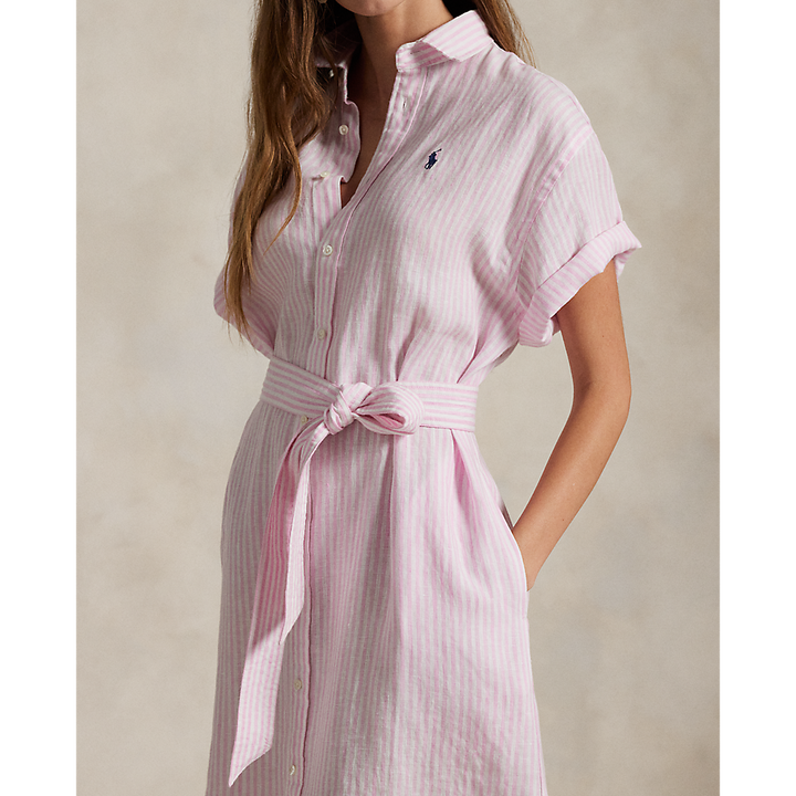PRL Striped Linen Short-Sleeve Shirtdress/Haljina 211965843001