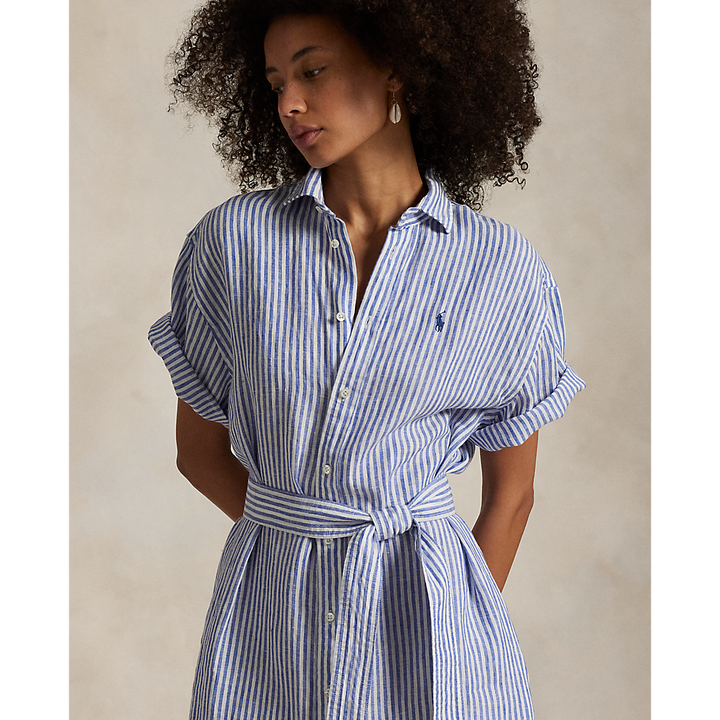 PRL Striped Linen Short-Sleeve Shirtdress/Haljina 211965843002