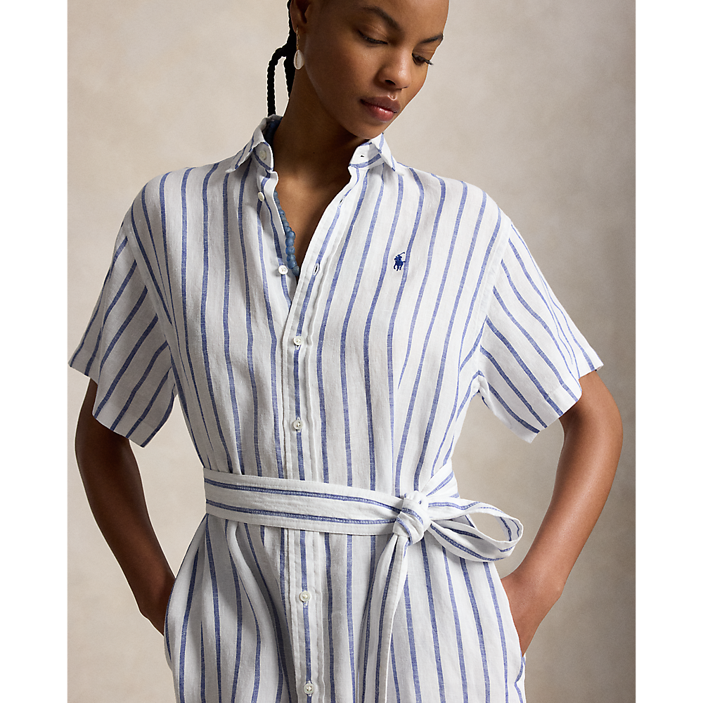 PRL Striped Linen Short-Sleeve Shirtdress/Haljina 211965843501