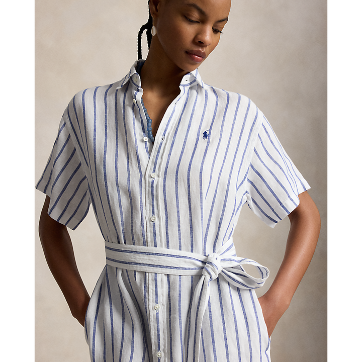 PRL Striped Linen Short-Sleeve Shirtdress/Haljina 211965843501
