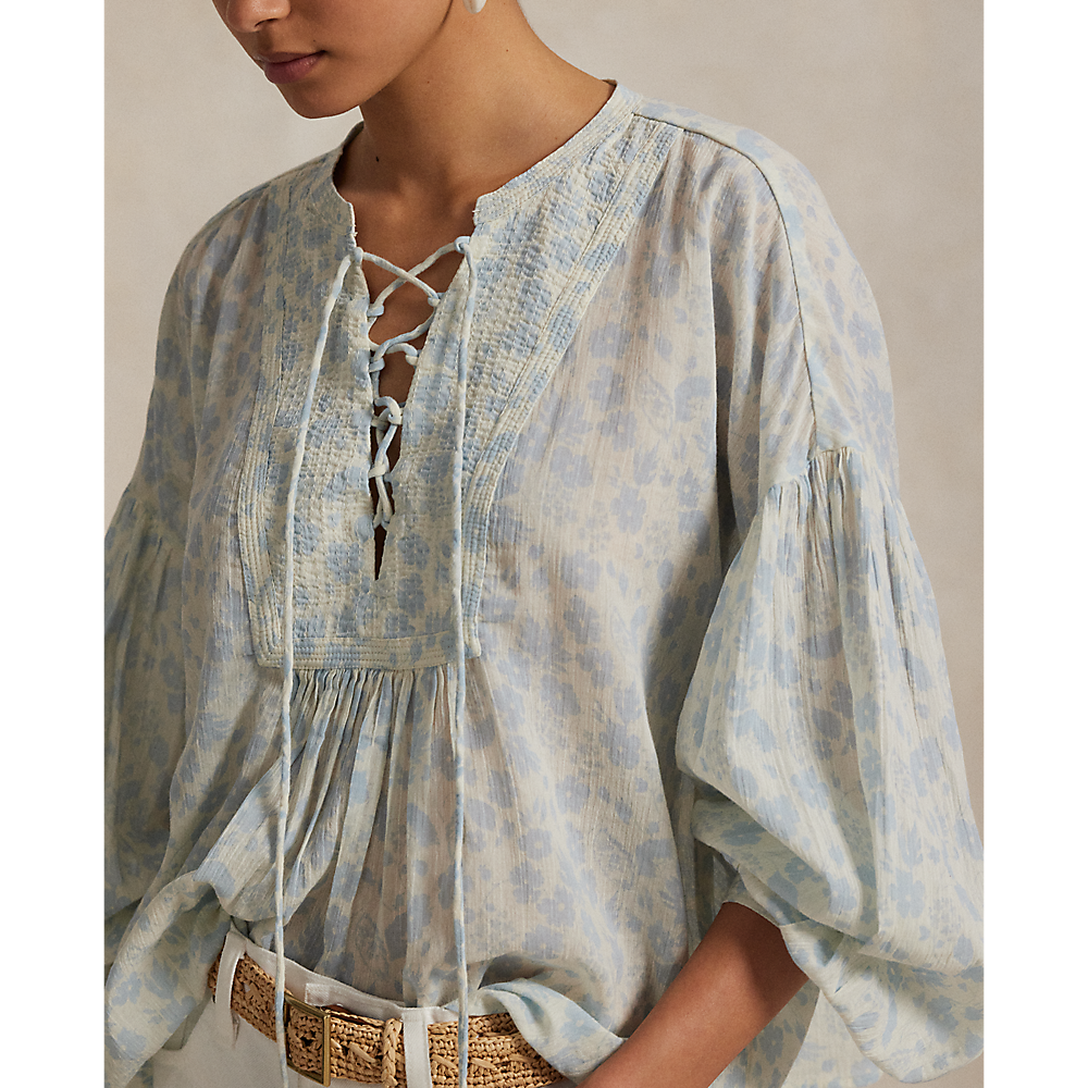 PRL Floral Cotton Lace-Up Shirt/Košulja 211965859001